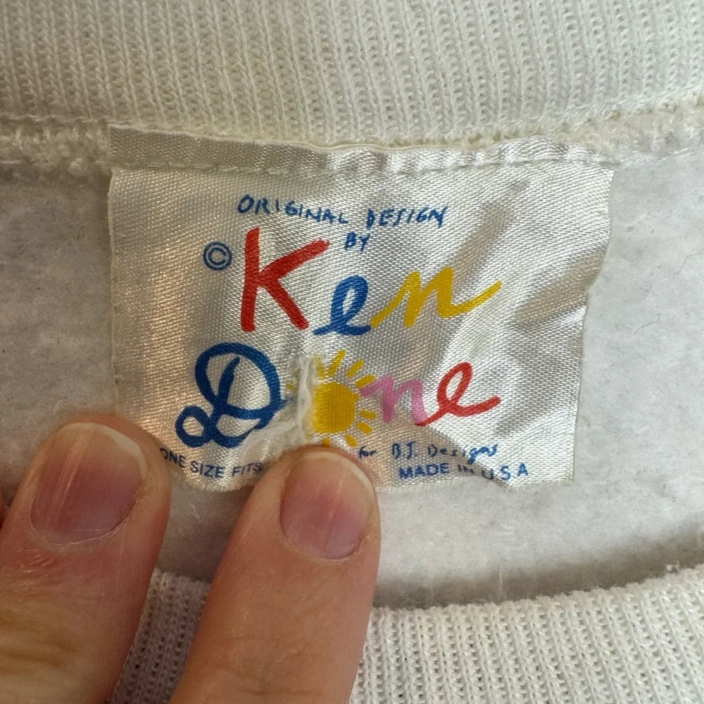 Vintage Ken Done Sweatshirt Mens One Size white Super Grandpa - Picture 3 of 7